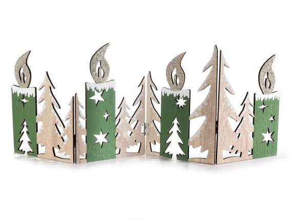 Staccionata pieghevole c-alberi e candele c-dettagli glitter