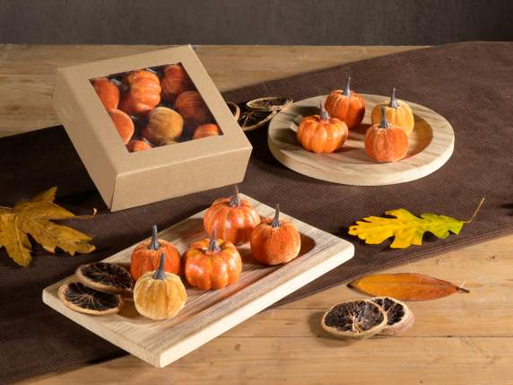 Scatola 9 zucche artificiali decorative