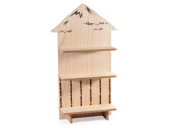 Espositore in legno da banco sagomato chiringuito 3 mensole