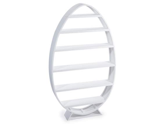 Espositore a uovo in legno bianco con 6 ripiani