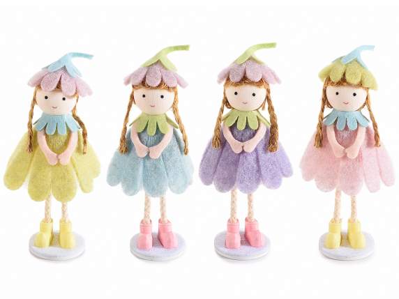 Fatina dei fiori con gonna in panno e tulle su base tonda