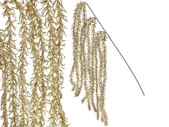 Ramo di felce dorata glitterata cadente