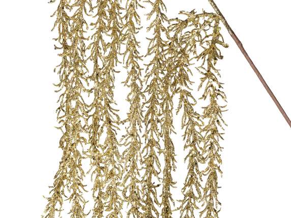Ramo di felce dorata glitterata cadente