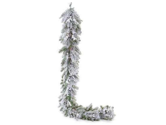 Ghirlanda-Festone abete artificiale 2,2Mt innevato luci LED