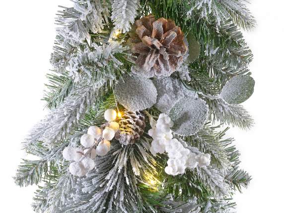 Ghirlanda-Festone abete artificiale 2,2Mt innevato luci LED