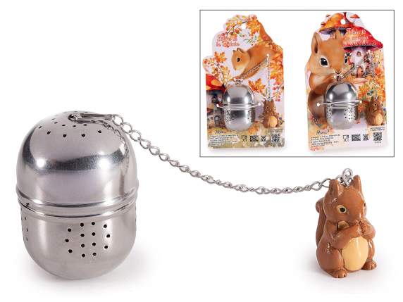 Infusore in acciaio inox alimentare con scoiattolo in resina