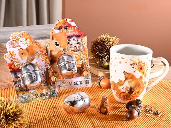 Infusore in acciaio inox alimentare con scoiattolo in resina