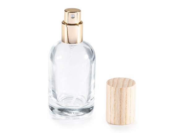Flacone in vetro 30 ml tappo spray e copritappo in legno
