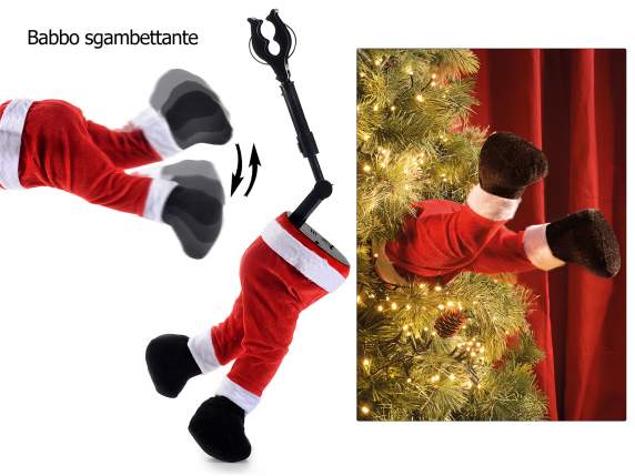 Gambe di Babbo Natale con movimento e gancio per fissaggio