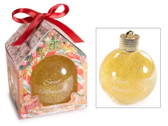 Confezione regalo natalizia con gel doccia glitterato 250 ml