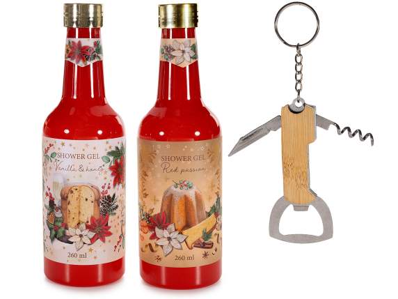 Conf.regalo 2 gel doccia 260ml e apribottiglia - portachiavi