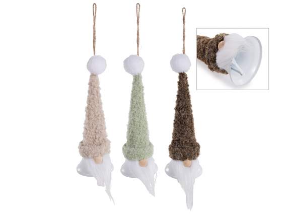 Gnomo su campanella di metallo con cappello e pompon