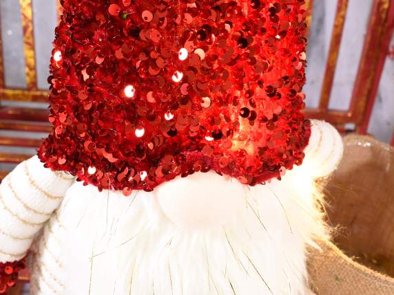 Set 3 Babbo Natale con sacco portavaso e cappello paillettes