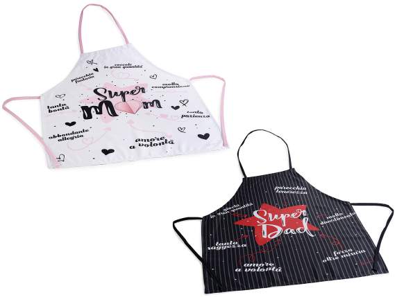 Grembiule da cucina in poliestere stampato Mamma e Papà