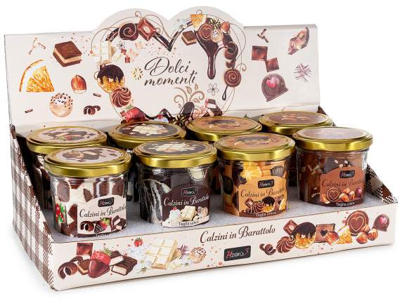 Conf. regalo paio di calzini fantasia dolci in vasetto vetro