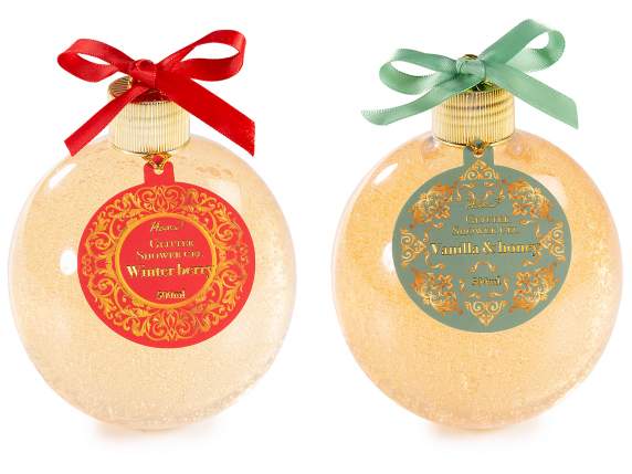 Pallina natalizia 500ml con gel doccia glitterato e fiocco