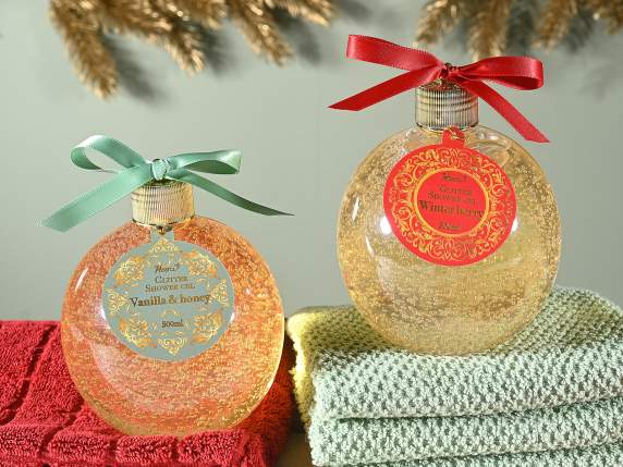 Pallina natalizia 500ml con gel doccia glitterato e fiocco