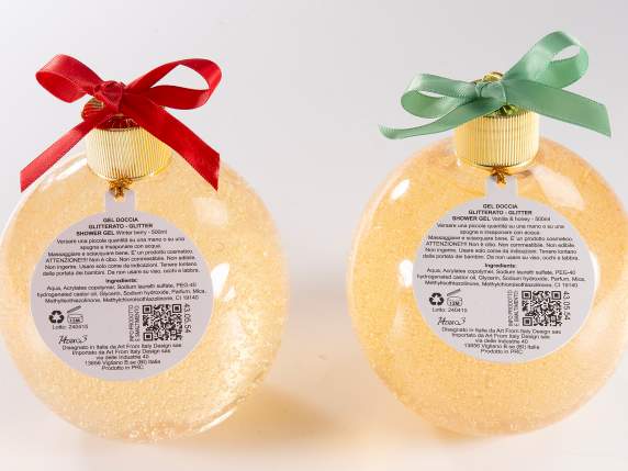 Pallina natalizia 500ml con gel doccia glitterato e fiocco
