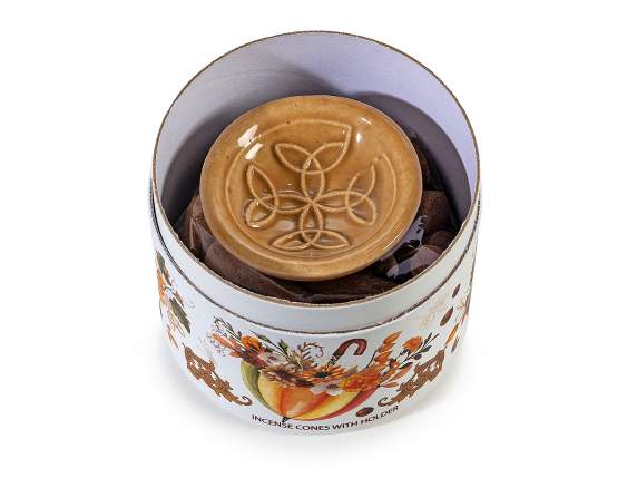 Confezione di 30 coni di incenso con portacono in ceramica