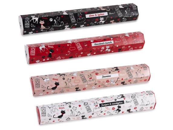 Conf. 4 tubi da 14 stick incenso con portaincenso in metallo