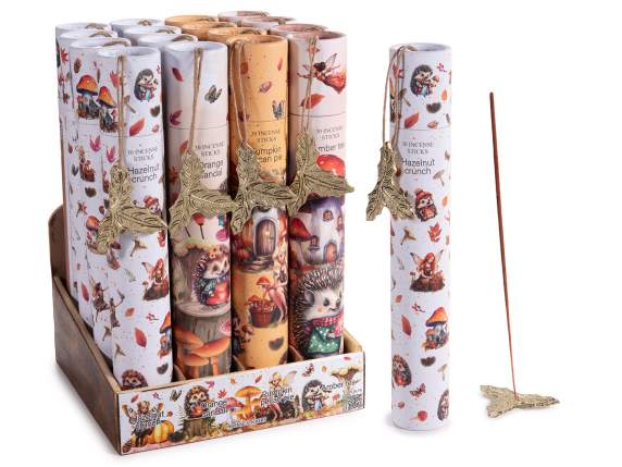 Tubo 30 stick di incenso con portaincenso in metallo