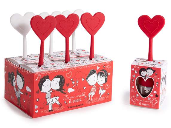 Infusore in acciaio inox e silicone a cuore con piattino