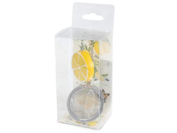 Infusore in acciaio inox alimentare con limone in resina