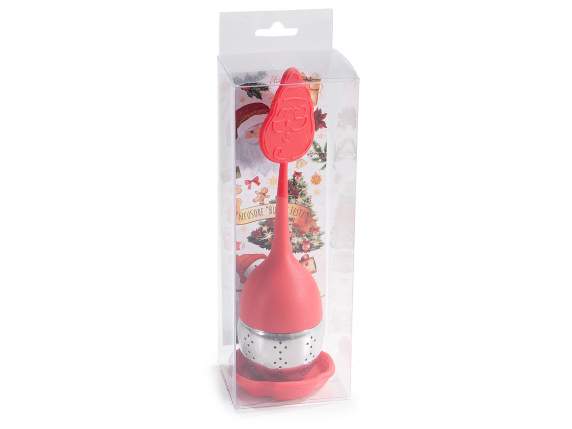 Infusore acciaio inox e silicone natalizio con piattino