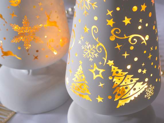 Albero di Natale in vetro decorato con luci LED