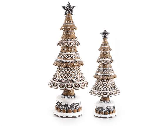Set 2 alberi in resina con decori pan di zenzero
