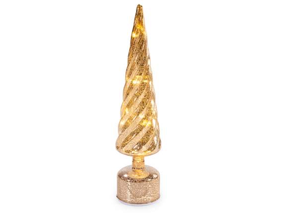 Albero di Natale girevole in vetro decorato con luci LED
