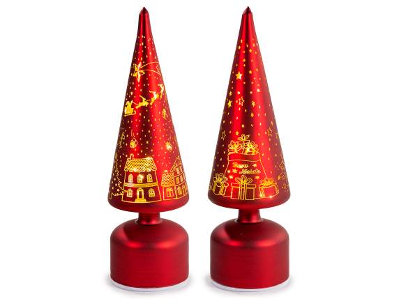 Albero di Natale girevole in vetro decorato con luci LED