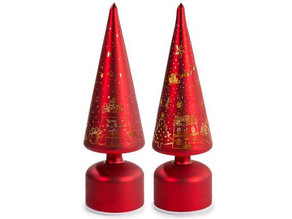 Albero di Natale girevole in vetro decorato con luci LED