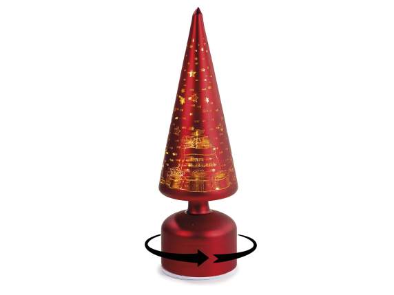 Albero di Natale girevole in vetro decorato con luci LED