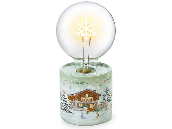 Lampada con LED fiocco di neve su base in ceramica stampata