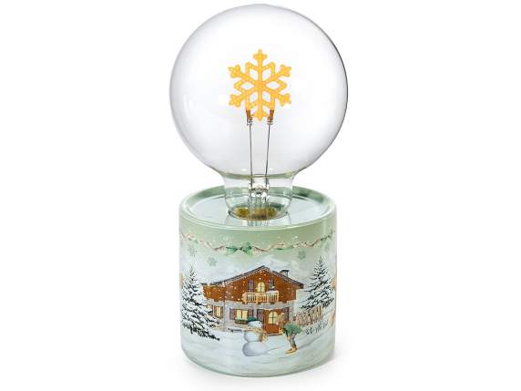 Lampada con LED fiocco di neve su base in ceramica stampata