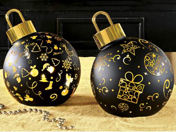 Lampada a palla di Natale in vetro decorato con luci LED