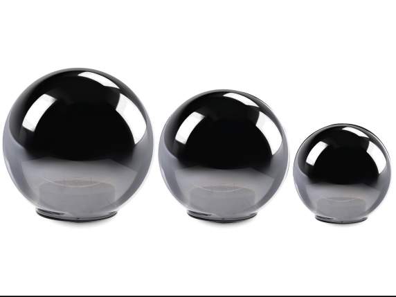 Set 3 lampade a sfera vetro specchiato con scritta Xmas LED