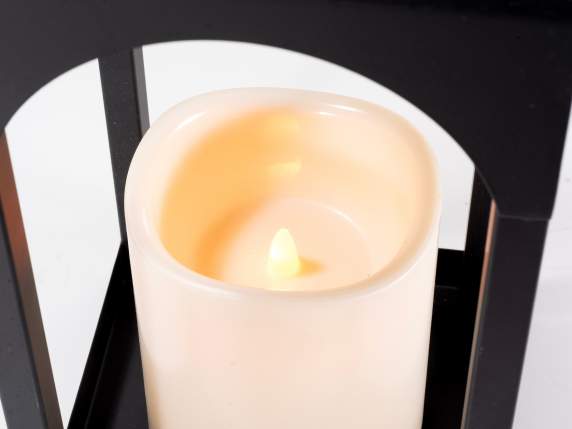 Lanterna in metallo con candela elettronica a fiamma LED