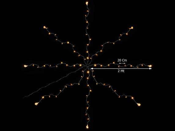 Catena luminosa per ombrellone a 8 raggi, 8 lampadine, 96led