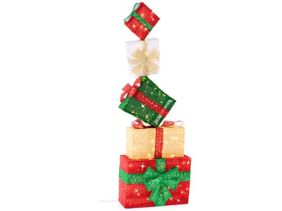 Torre di pacchi regalo con anima in metallo con luci LED