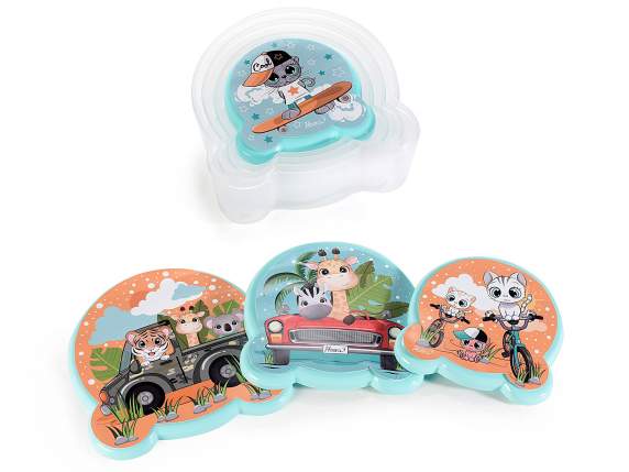 Set 4 contenitori porta merenda in polipropilene Animaletti