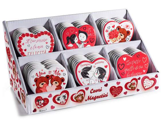 Magnete in ceramica a cuore con stampa innamorati e rilievo