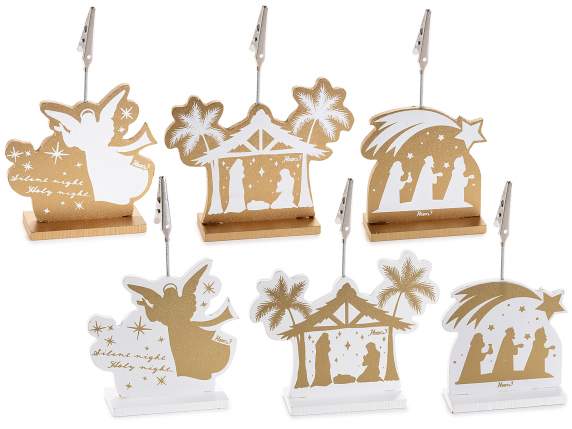 Memoclip a Presepe natalizio in legno Natività