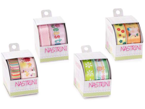 Scatola con 2 nastri con stampe pasquali