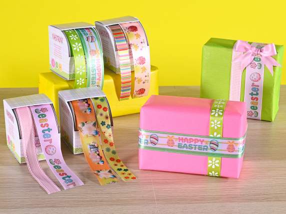 Scatola con 2 nastri con stampe pasquali