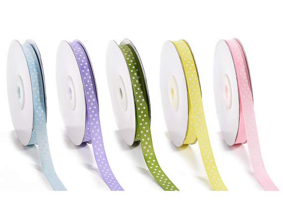 Nastro grosgrain 10mm con pois bianchi