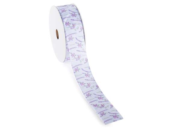 Nastro in tessuto 22 mm con stampa floreale Lavanda