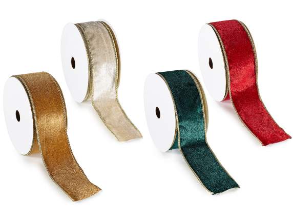 Nastro in velluto 40mm con bordo dorato e modellabile