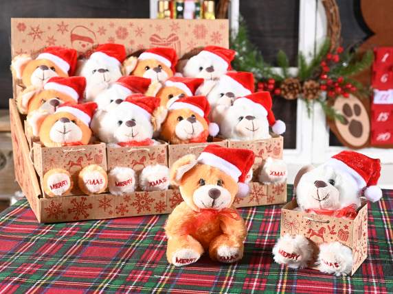 Orsetto natalizio in peluche in borsetta scritta Merry Xmas